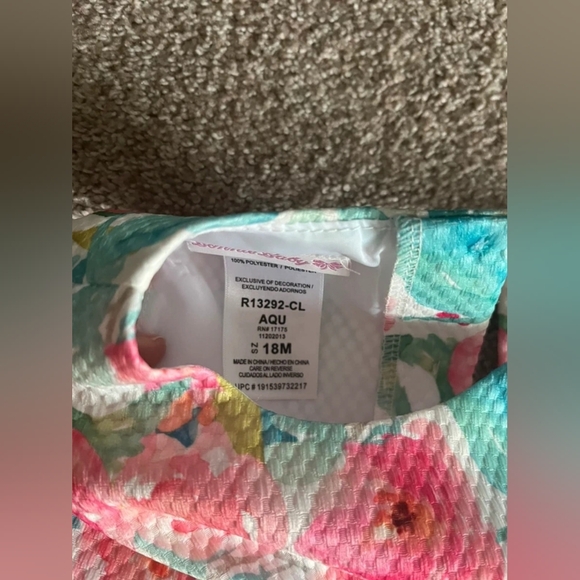 Sleeveless Floral Baby Dress in Aqua and Pink - Picture 4 of 5